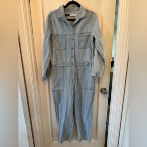 Old Navy Striped Blue Denim Women's Jumpsuit 100% cotton